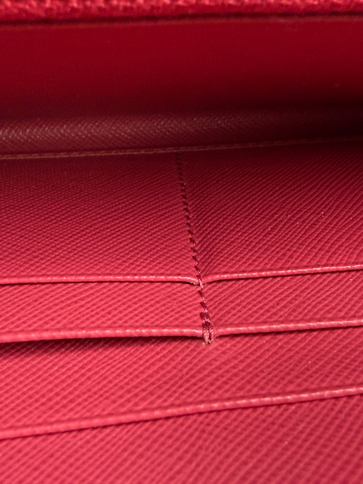 Prada Saffiano Metal Triangle Logo Zip-Around Continental Wallet (Peonia / Magenta)