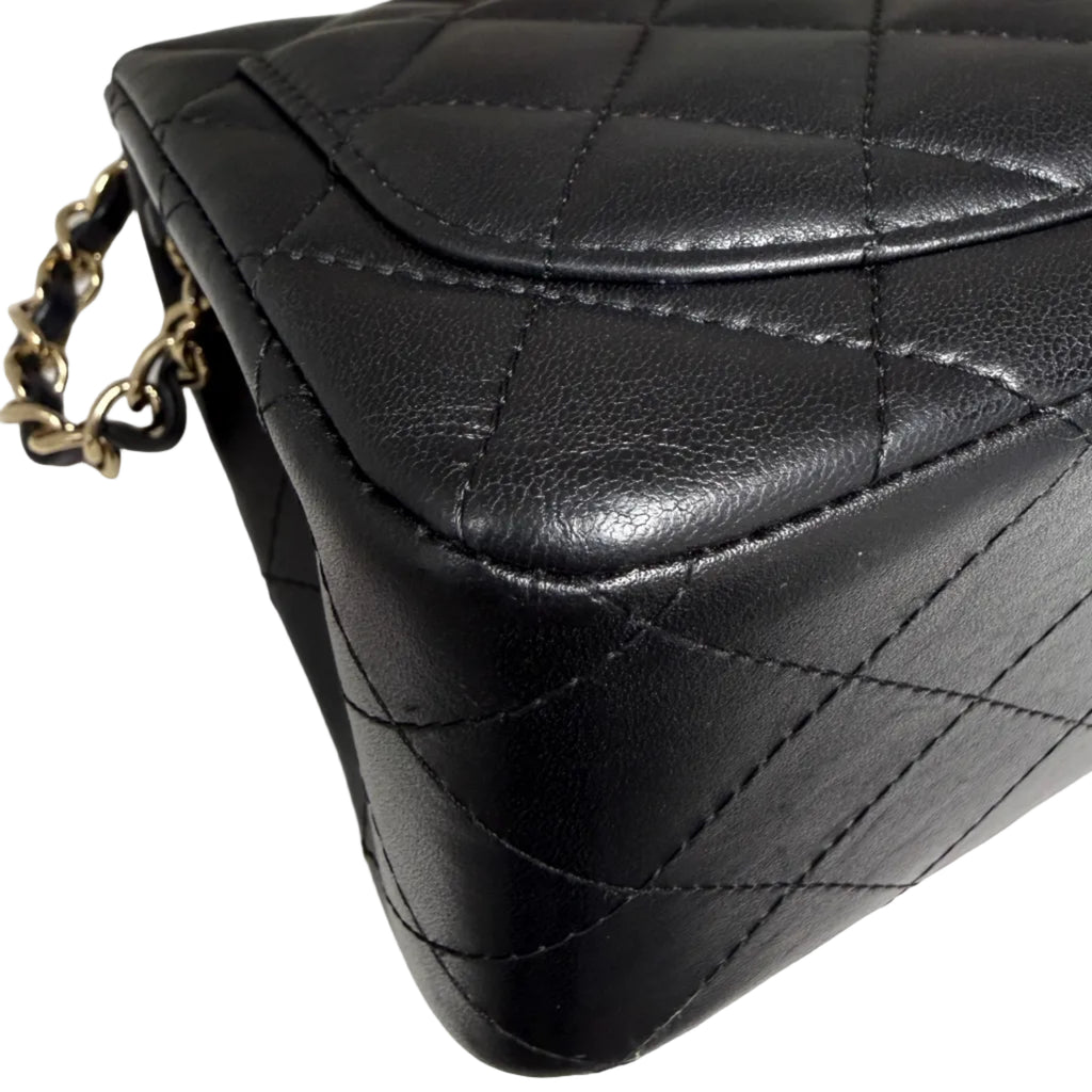 Chanel Classic Square Mini Flap Bag in Black Lambskin with Gold Hardware