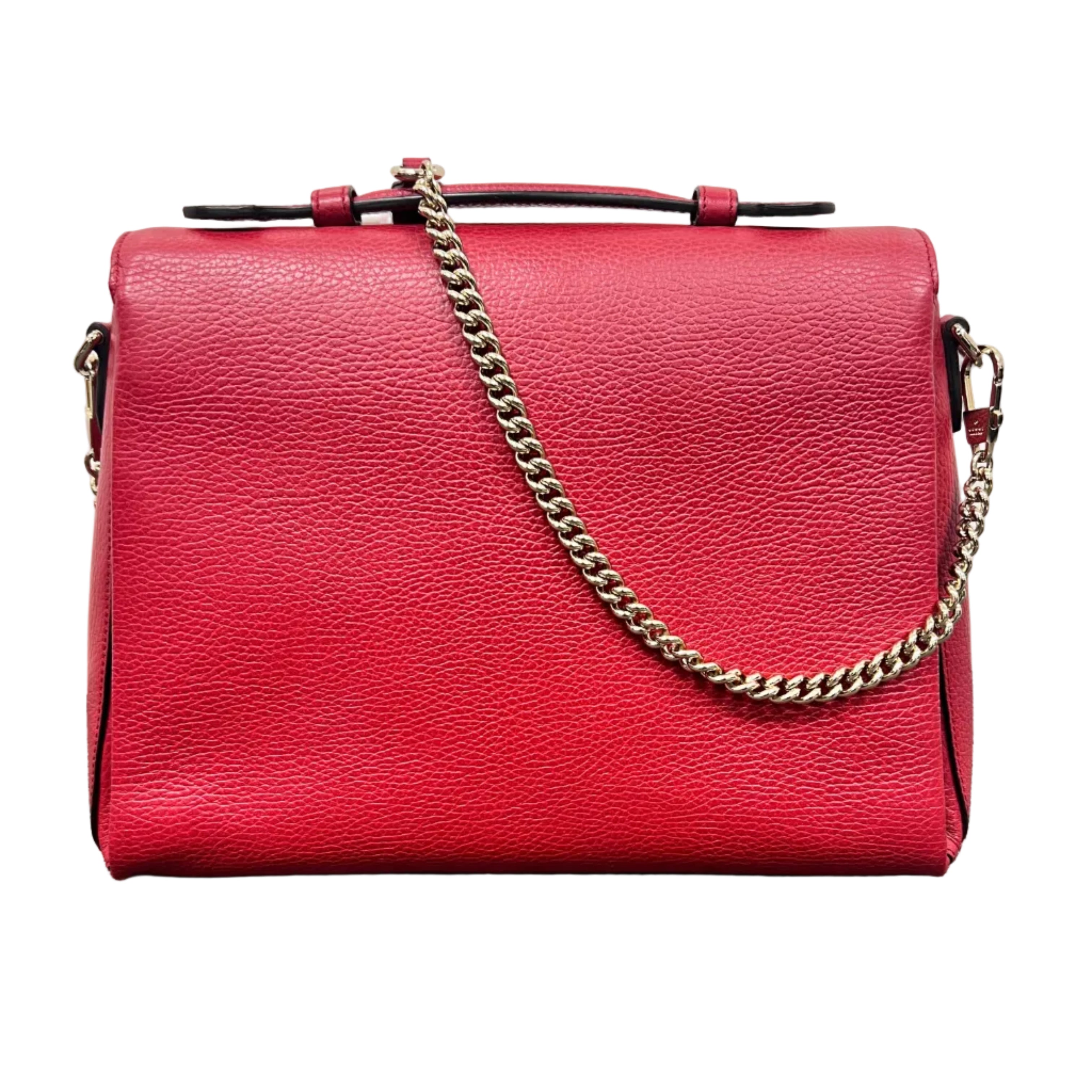 Gucci Interlocking G Medium Top Handle Shoulder Bag in Red Dollar Calfskin