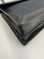 Gucci Vintage Square G Flap Shoulder Bag in Black Canvas and Leather
