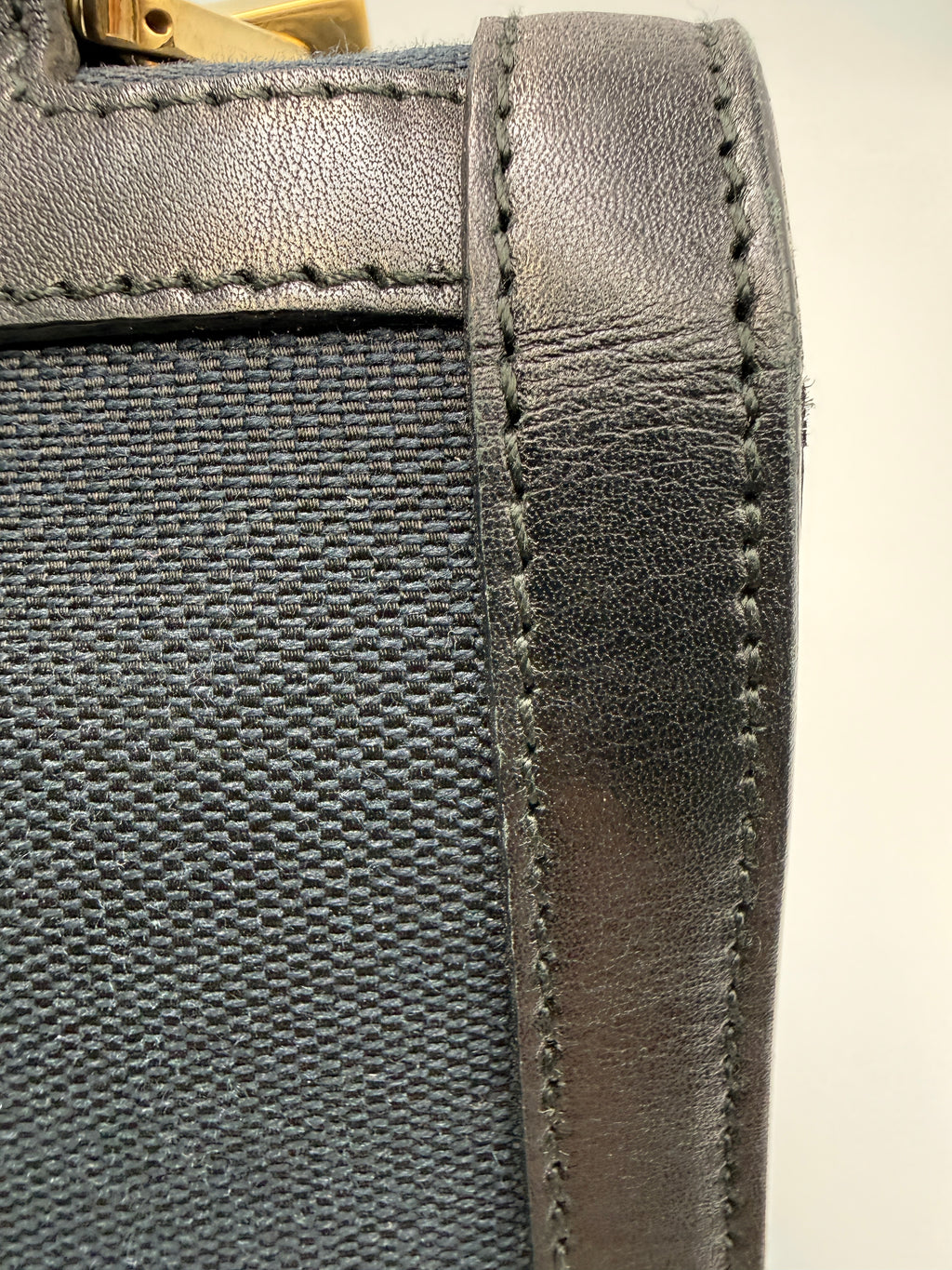 Gucci Vintage Square G Flap Shoulder Bag in Black Canvas and Leather