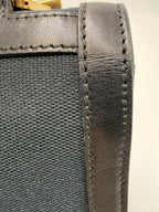 Gucci Vintage Square G Flap Shoulder Bag in Black Canvas and Leather