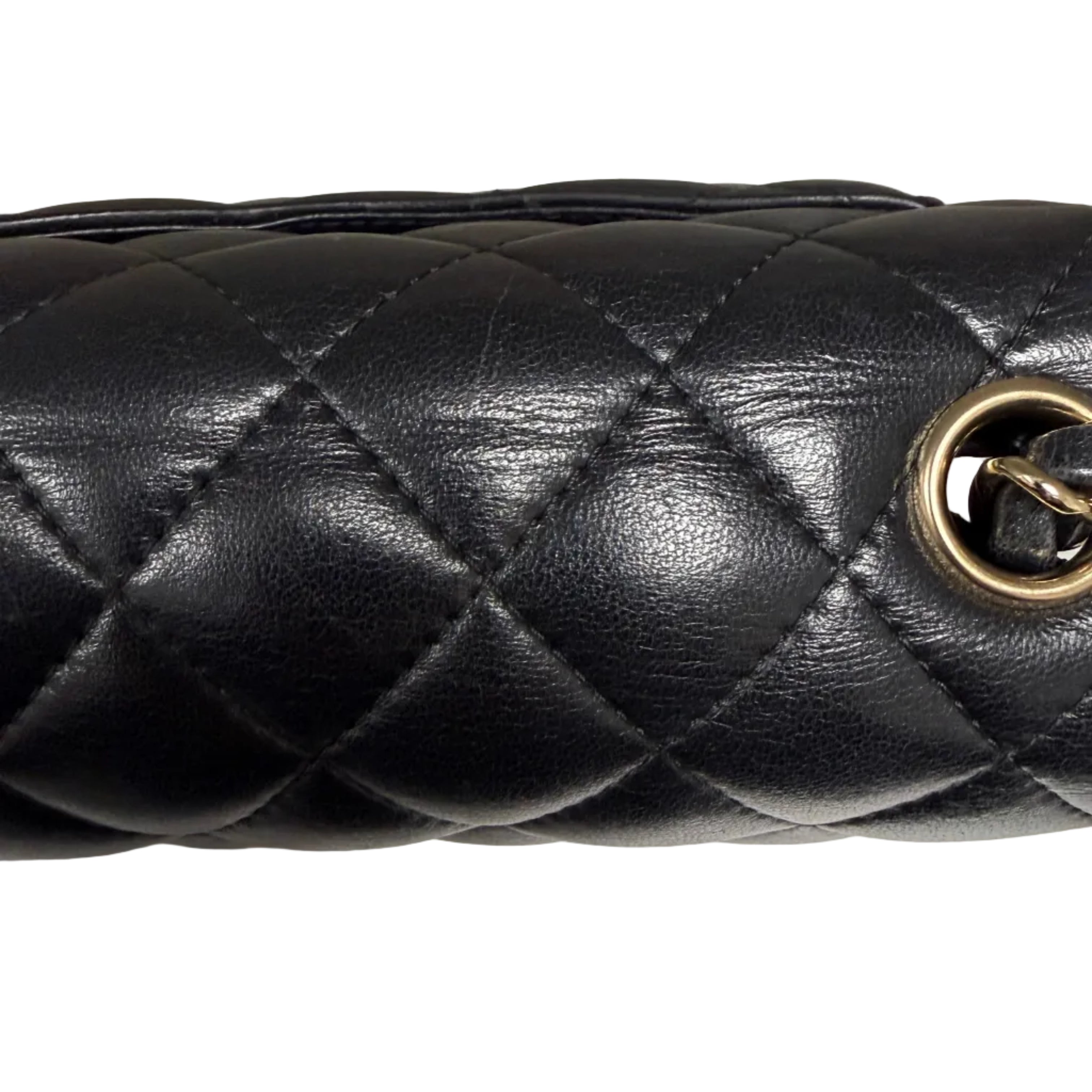 Chanel Classic Square Mini Flap Bag in Black Lambskin with Gold Hardware