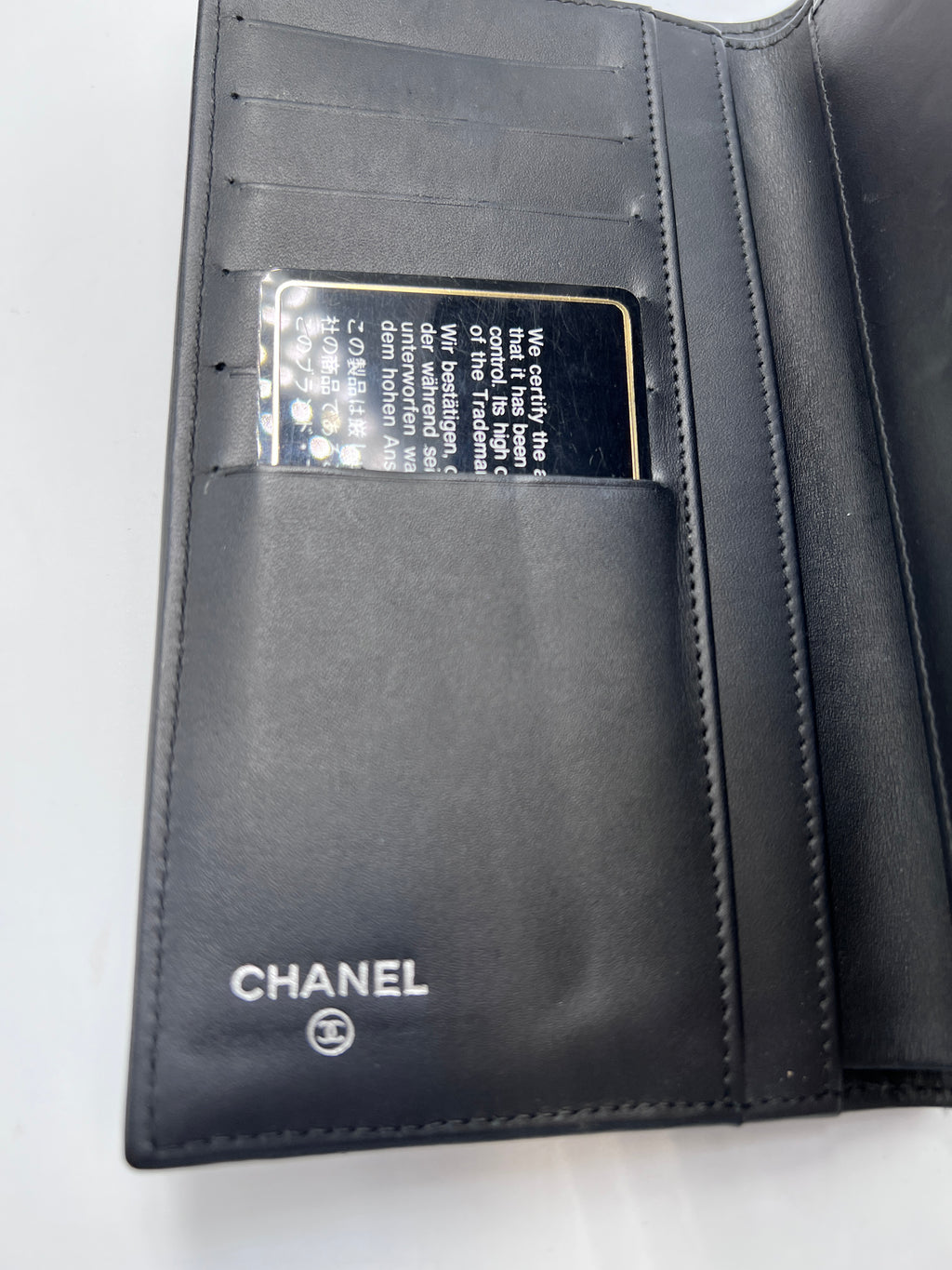 Chanel Classic Quilted Flap Wallet / Medium Wallet in Black Patent Leather with Silver Hardware