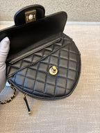 Chanel CC In Love Heart Belt Bag in Black Quilted Lambskin with Gold-Tone Hardware