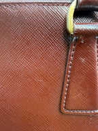 Prada Saffiano Lux Medium Promenade Dome Satchel (Granato / Burgundy)