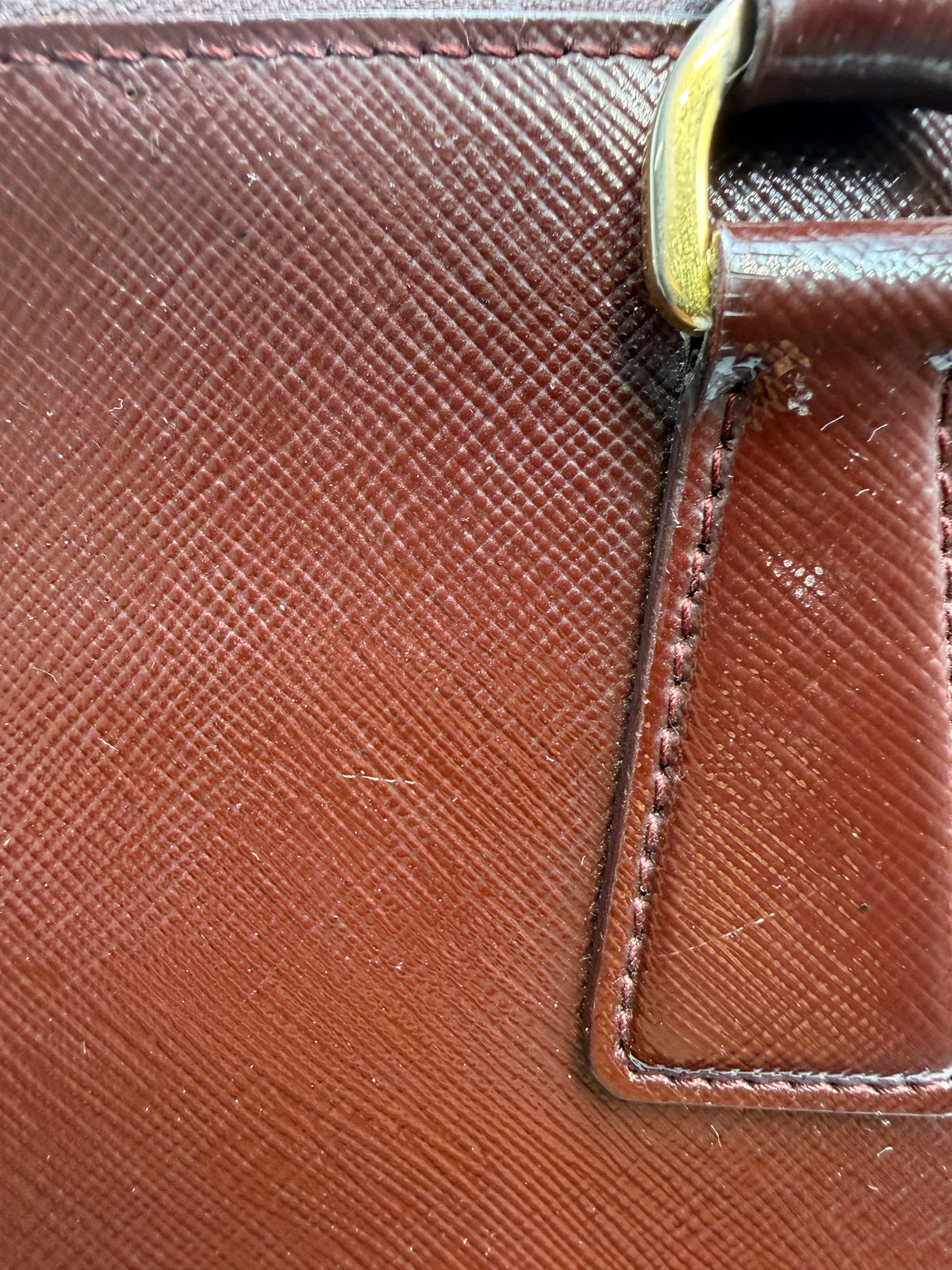 Prada Saffiano Lux Medium Promenade Dome Satchel (Granato / Burgundy)
