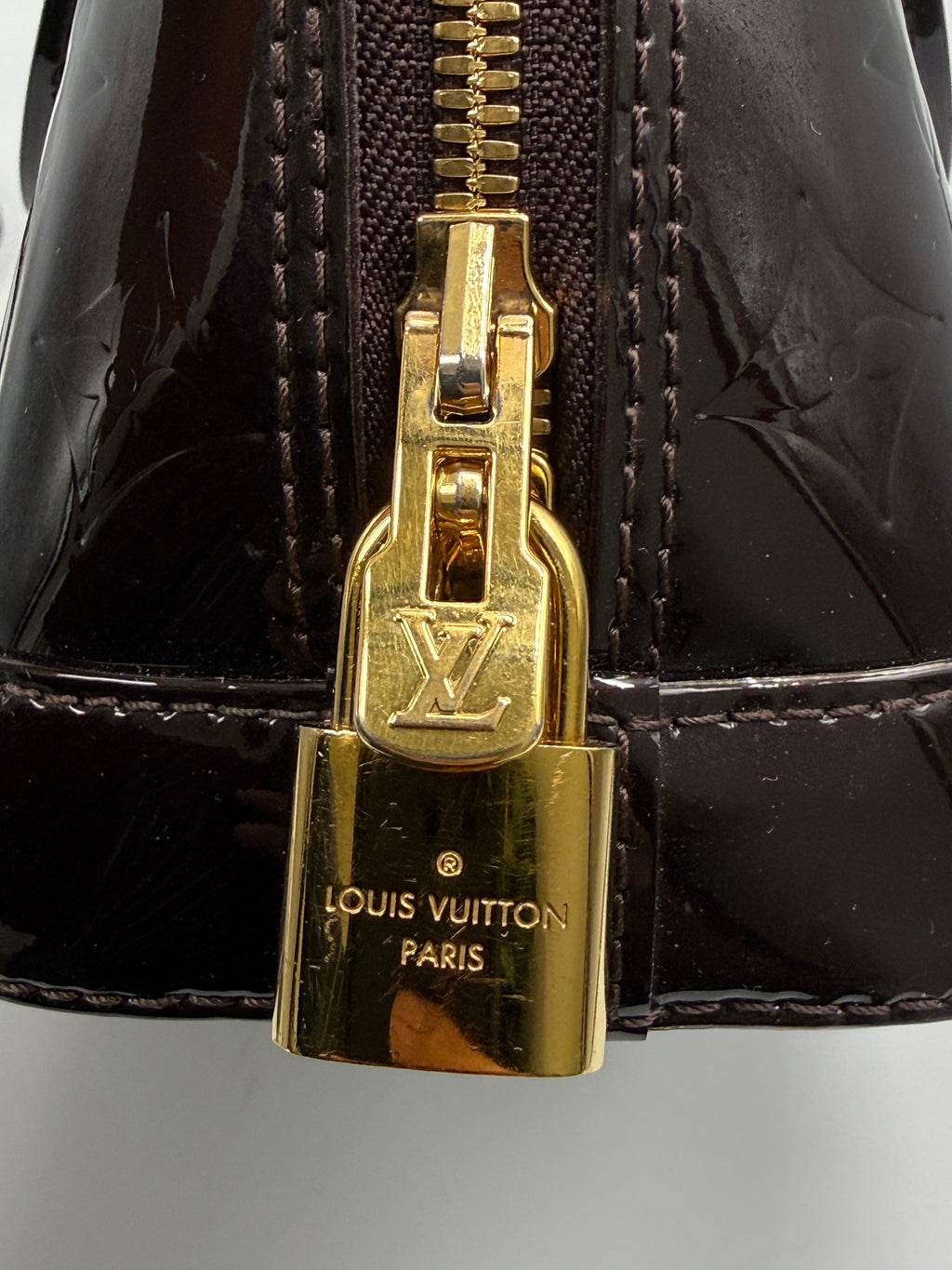 Louis Vuitton Alma BB Burgundy Monogram (2017) Vernis Patent Leather Handbag