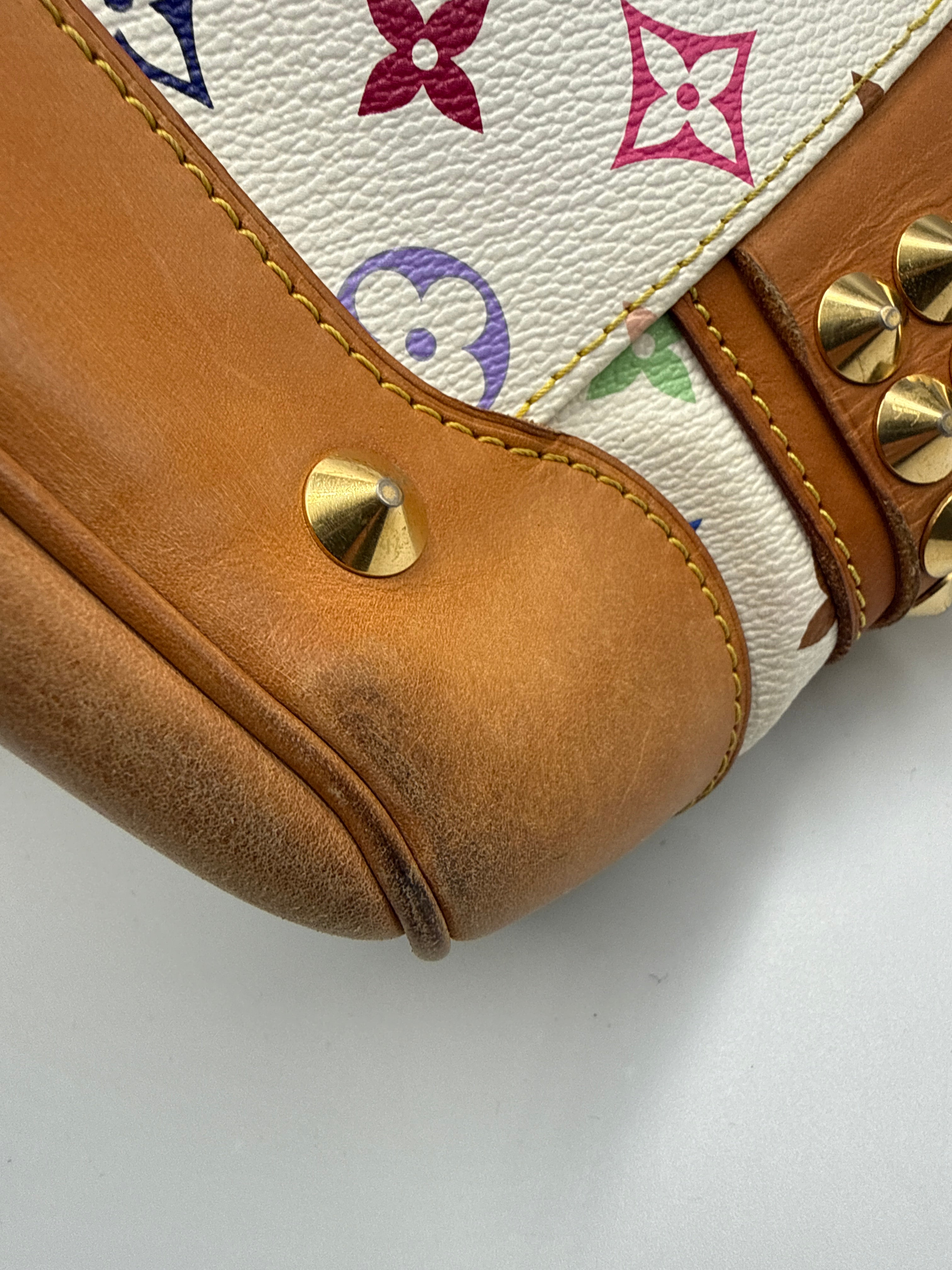 Authentic Louis Vuitton x Takashi Murakami Multicolore Courtney Bag - White