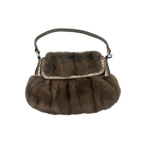 authentic vintage fendi exotic skin mink fur with snake skin leather trim shoulder bag in great condition for sale, certificate is avaliable