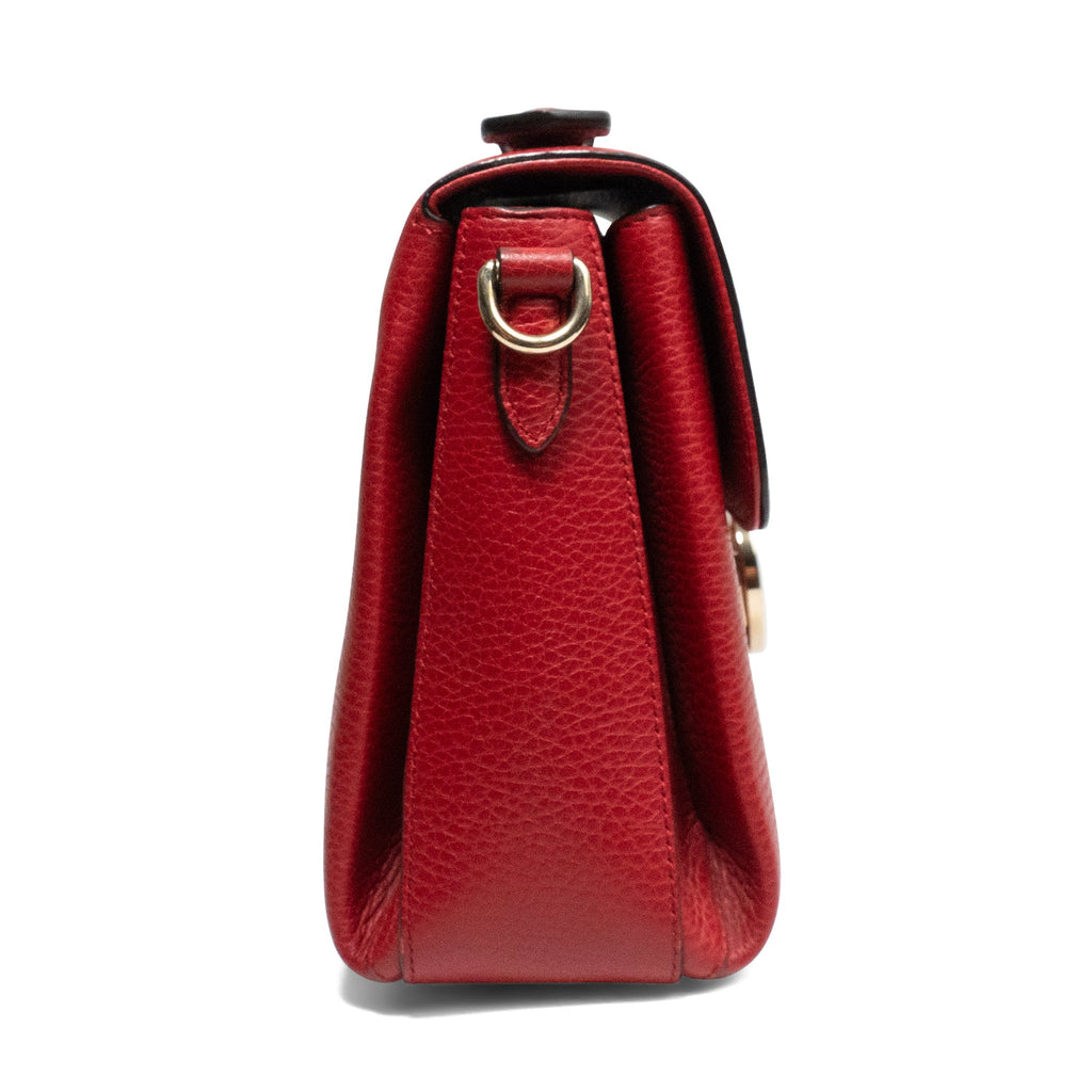 Gucci Interlocking G Medium Top Handle Shoulder Bag in Red Dollar Calfskin