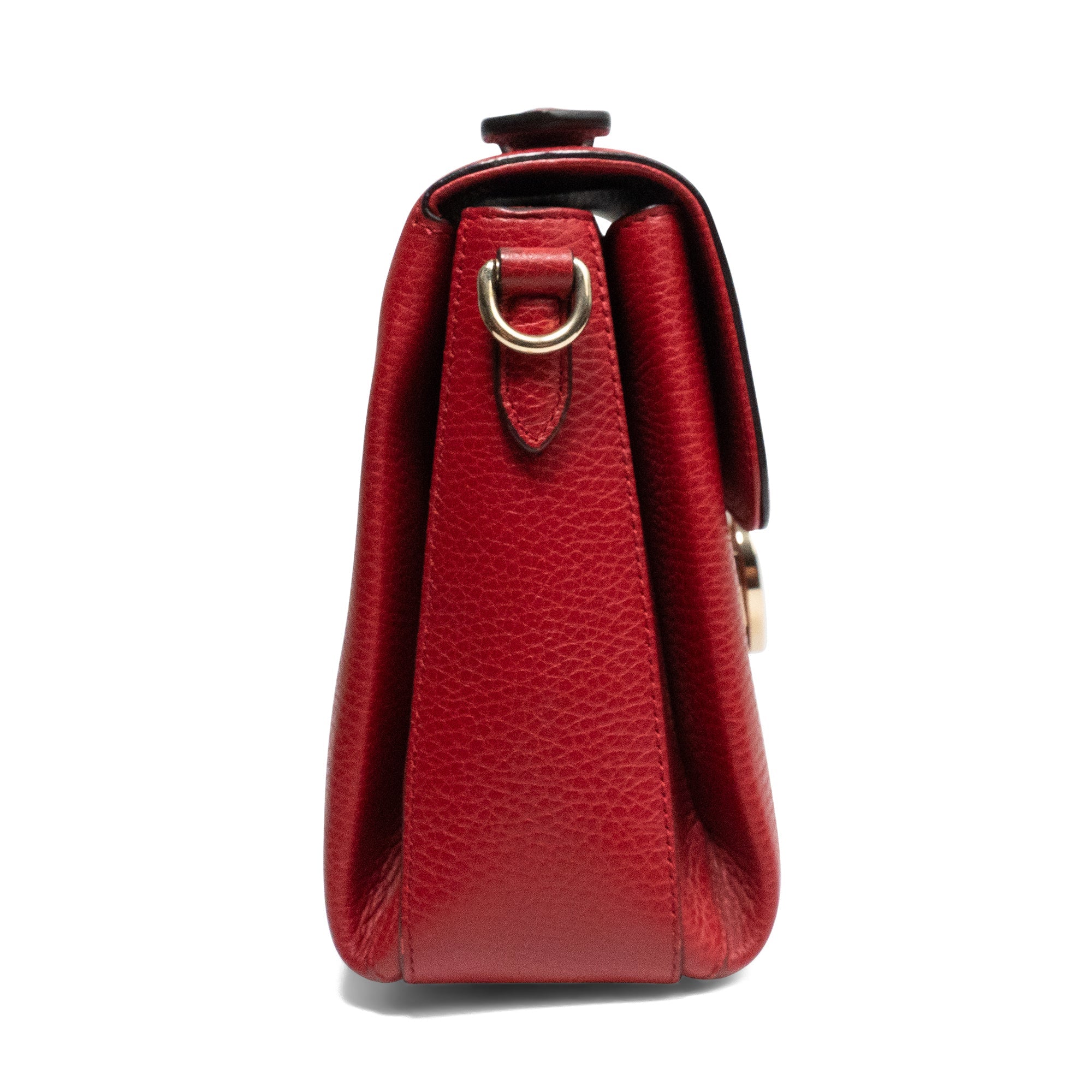 Gucci Interlocking G Medium Top Handle Shoulder Bag in Red Dollar Calfskin