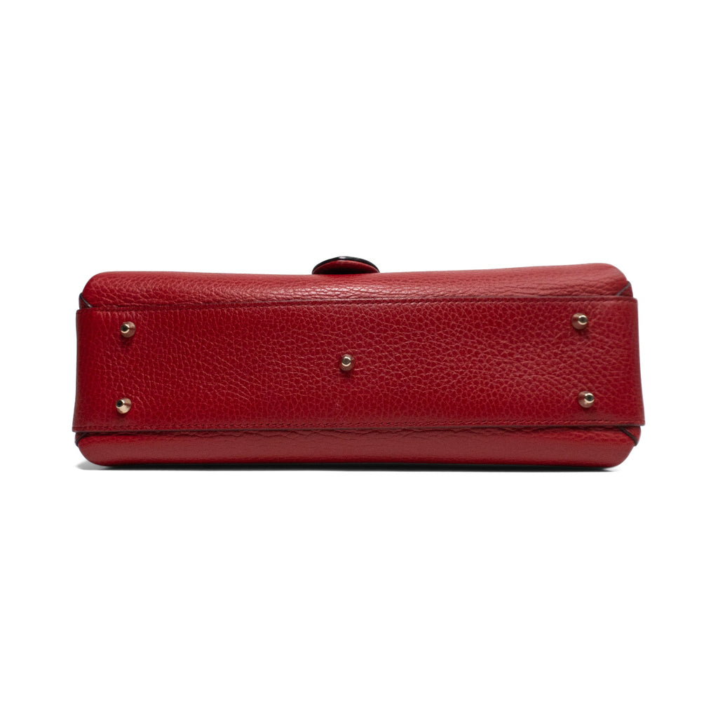 Gucci Interlocking G Medium Top Handle Shoulder Bag in Red Dollar Calfskin