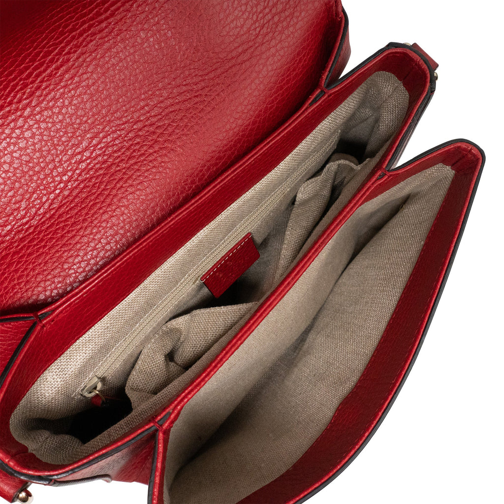 Gucci Interlocking G Medium Top Handle Shoulder Bag in Red Dollar Calfskin