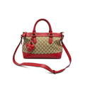 Gucci GG Canvas & Red Leather Heart Charm Shoulder Bag