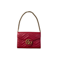 Shop this pre-loved Gucci GG Marmont Small Shoulder Bag in red matelassé leather. Featuring iconic Double G hardware, chain strap, and timeless Gucci style. Authenticated luxury at Elite Luxury London.