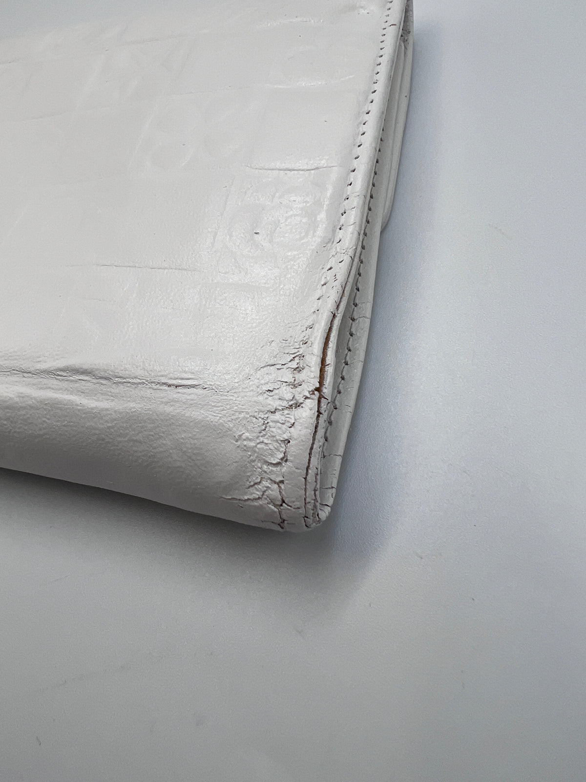 Chanel Icon Embossed White Lambskin Flap Long Wallet