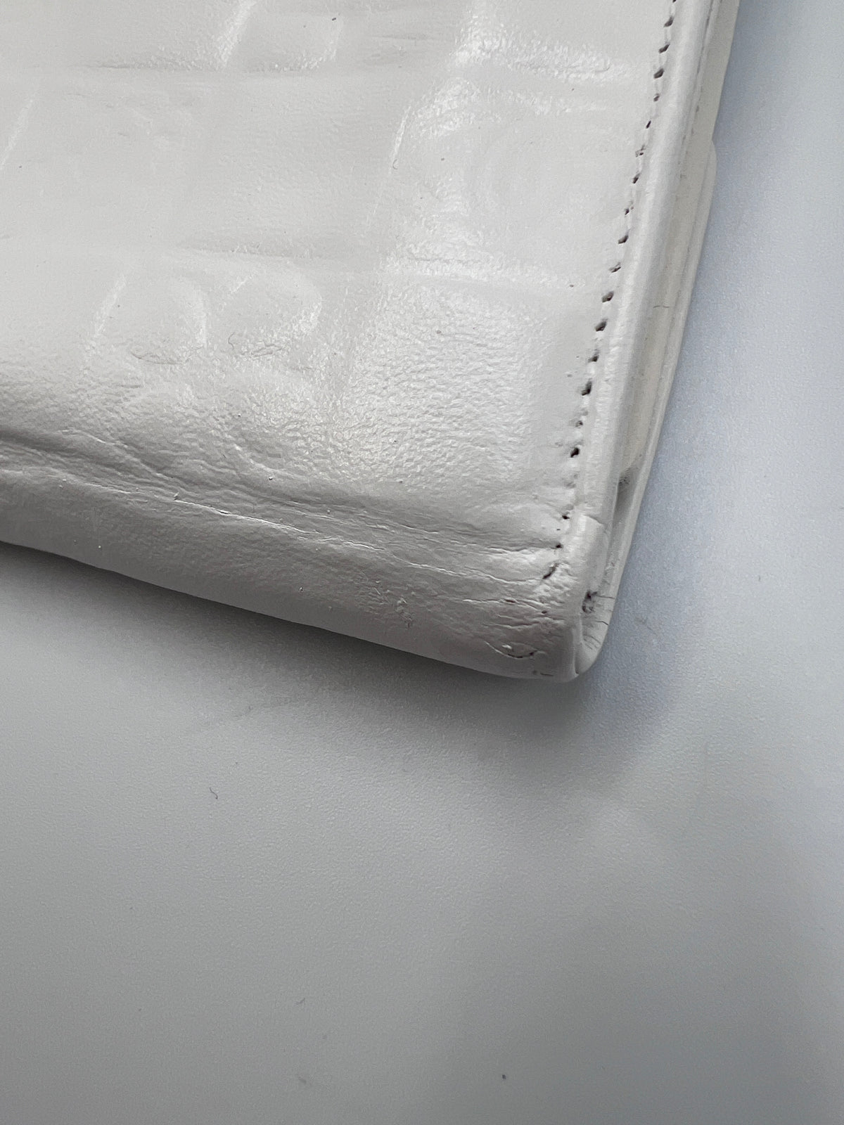 Chanel Icon Embossed White Lambskin Flap Long Wallet