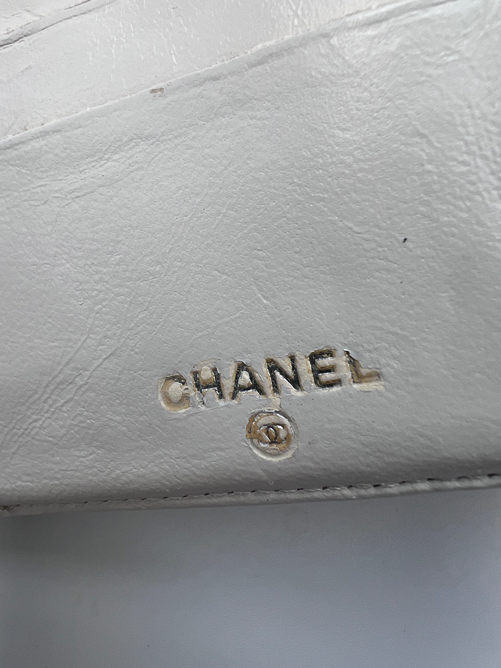 Chanel Icon Embossed White Lambskin Flap Long Wallet