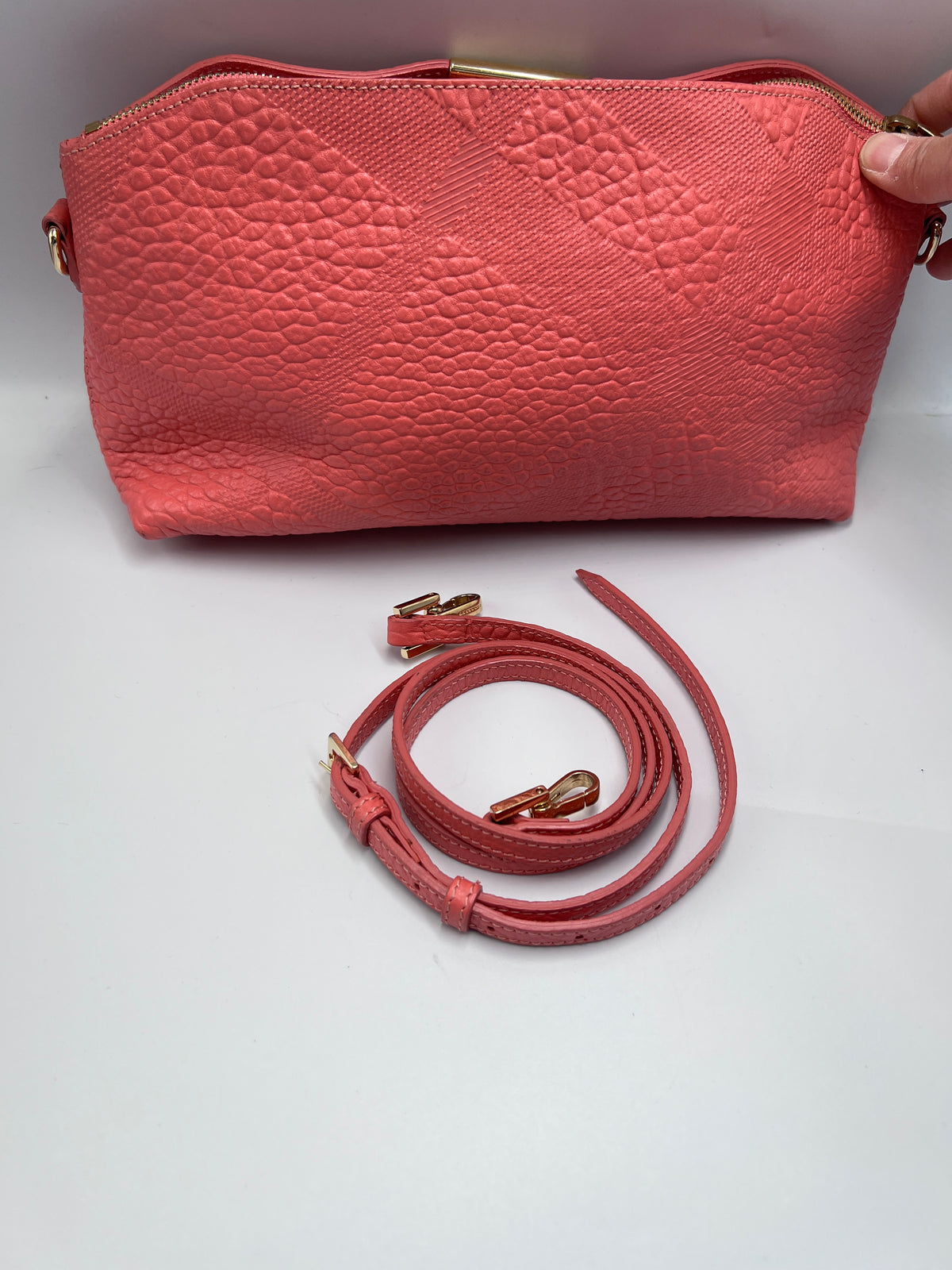 Burberry Grained Leather Logo Plaque Shoulder Bag