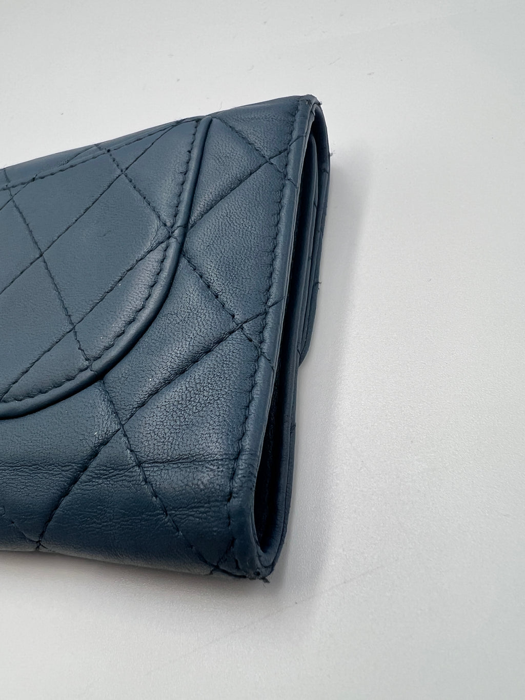 Chanel Classic Quilted Lambskin Flap Long Wallet Navy Blue