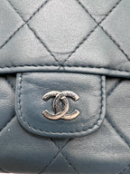 Chanel Classic Quilted Lambskin Flap Long Wallet Navy Blue