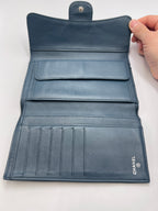Chanel Classic Quilted Lambskin Flap Long Wallet Navy Blue