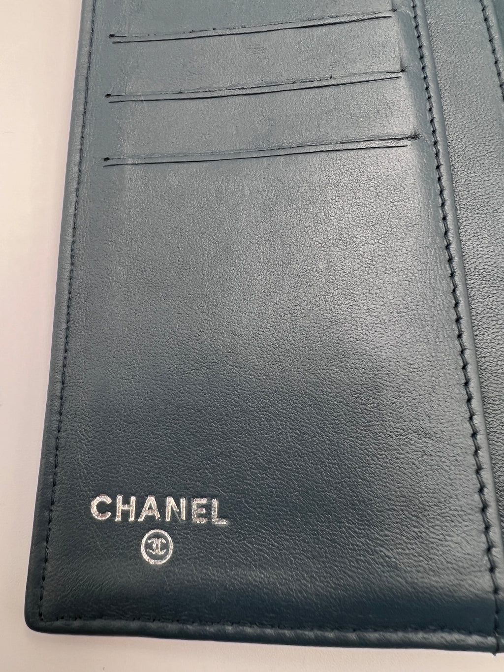 Chanel Classic Quilted Lambskin Flap Long Wallet Navy Blue