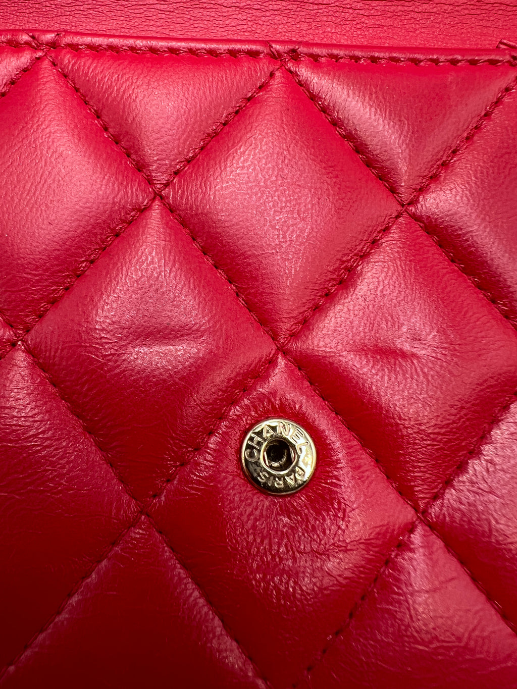 Chanel Classic Quilted Lambskin Flap Long Wallet Red