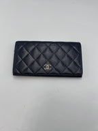 Chanel Camellia Embossed Quilted Leather Flap Long Wallet
