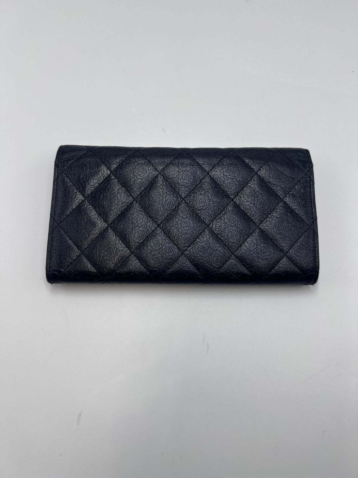 Chanel Camellia Embossed Quilted Leather Flap Long Wallet