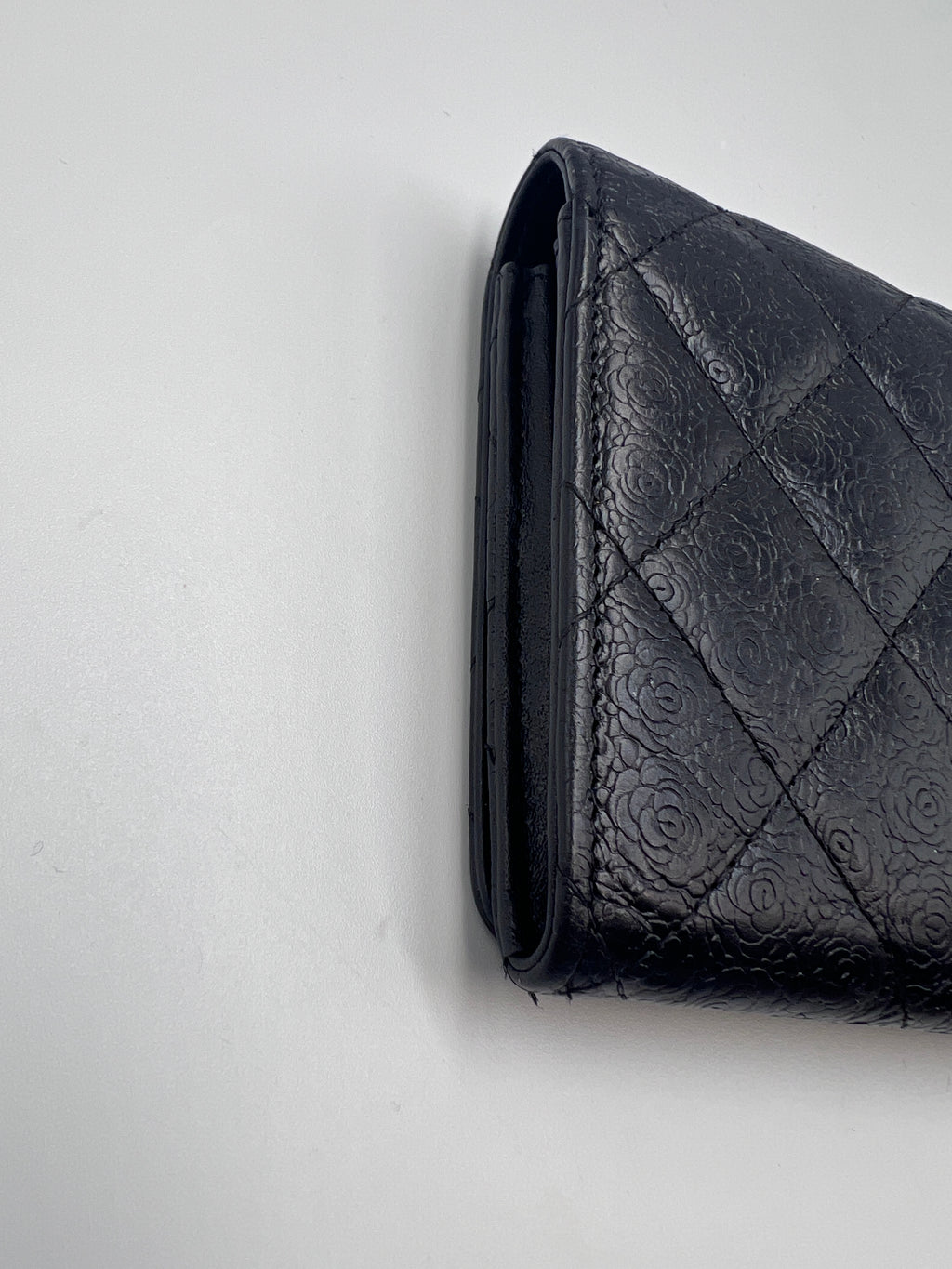Chanel Camellia Embossed Quilted Leather Flap Long Wallet