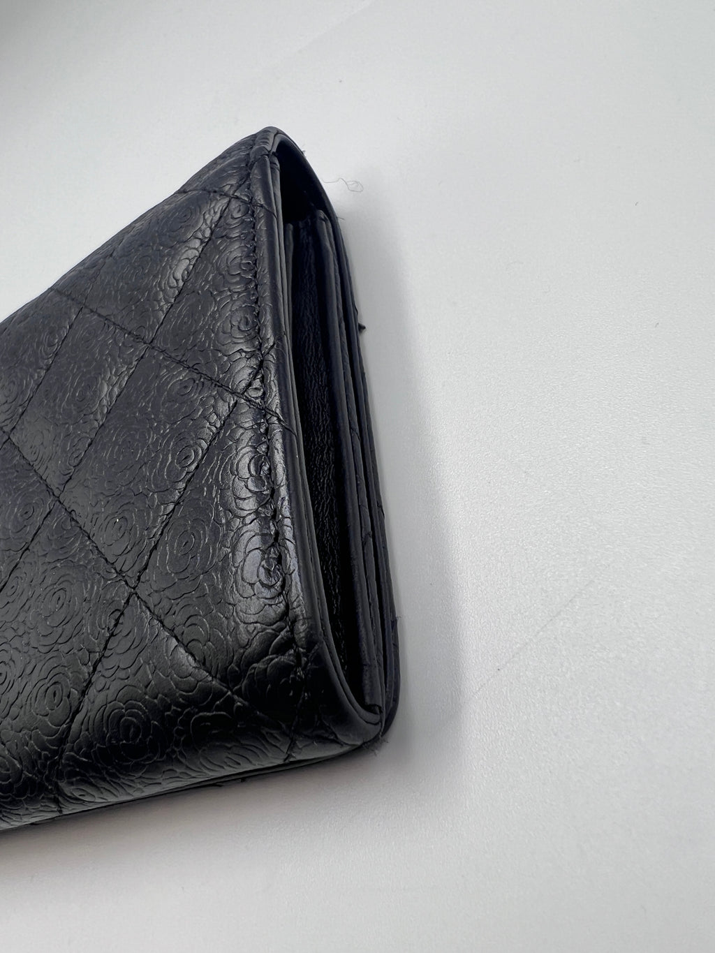 Chanel Camellia Embossed Quilted Leather Flap Long Wallet