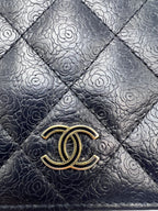Chanel Camellia Embossed Quilted Leather Flap Long Wallet