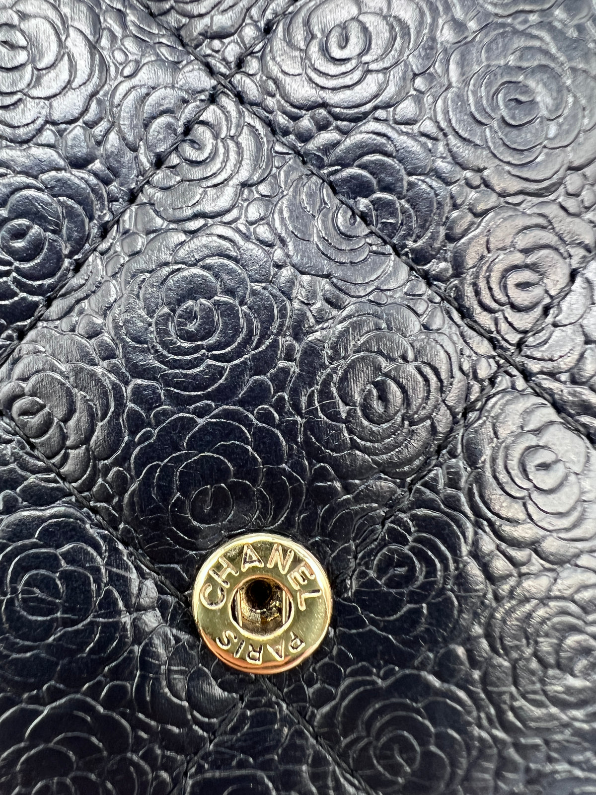 Chanel Camellia Embossed Quilted Leather Flap Long Wallet