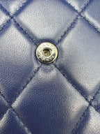 Chanel Boy Chanel Quilted Leather Flap Long Wallet Navy Blue