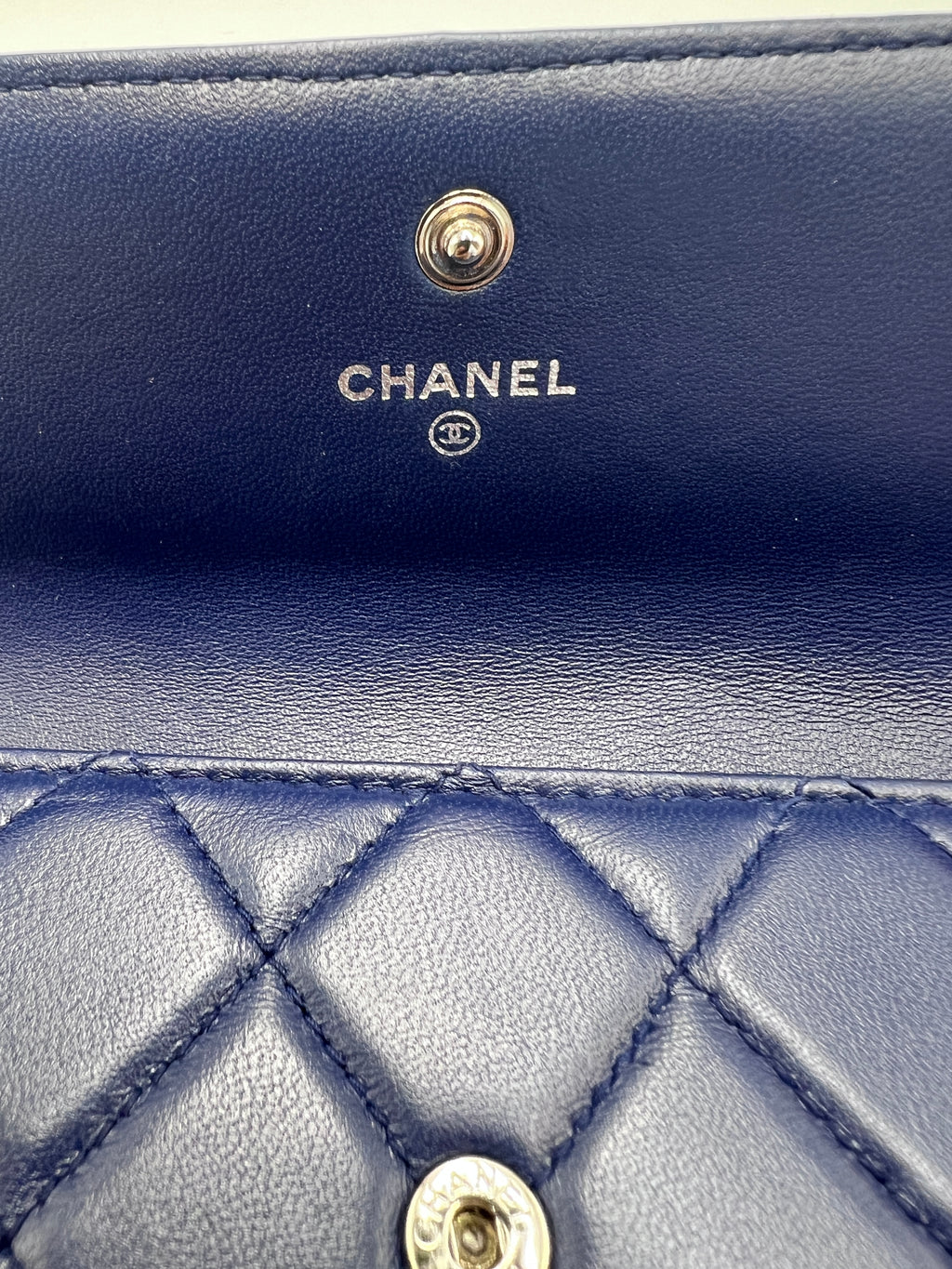 Chanel Boy Chanel Quilted Leather Flap Long Wallet Navy Blue