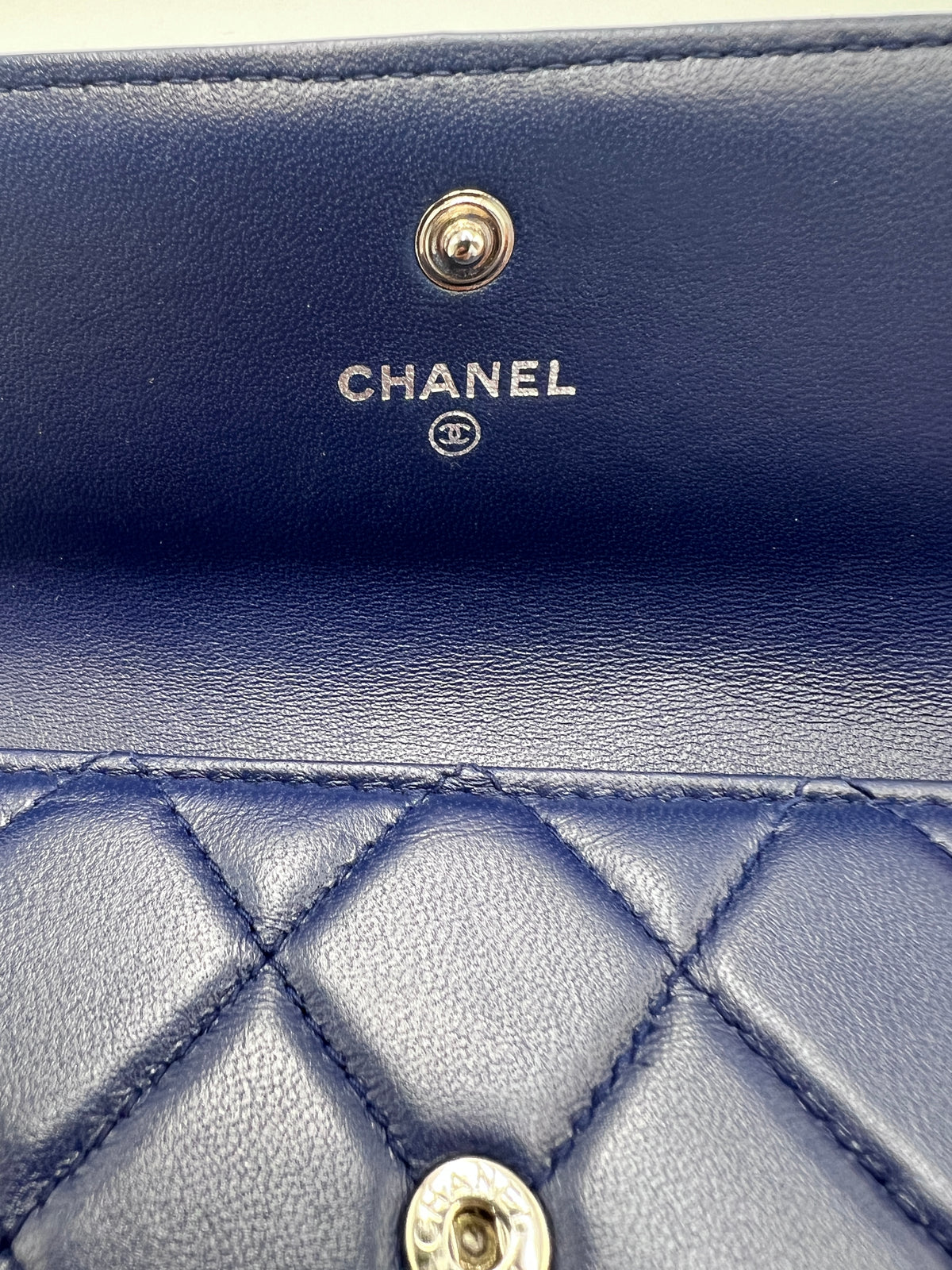 Chanel Boy Chanel Quilted Leather Flap Long Wallet Navy Blue