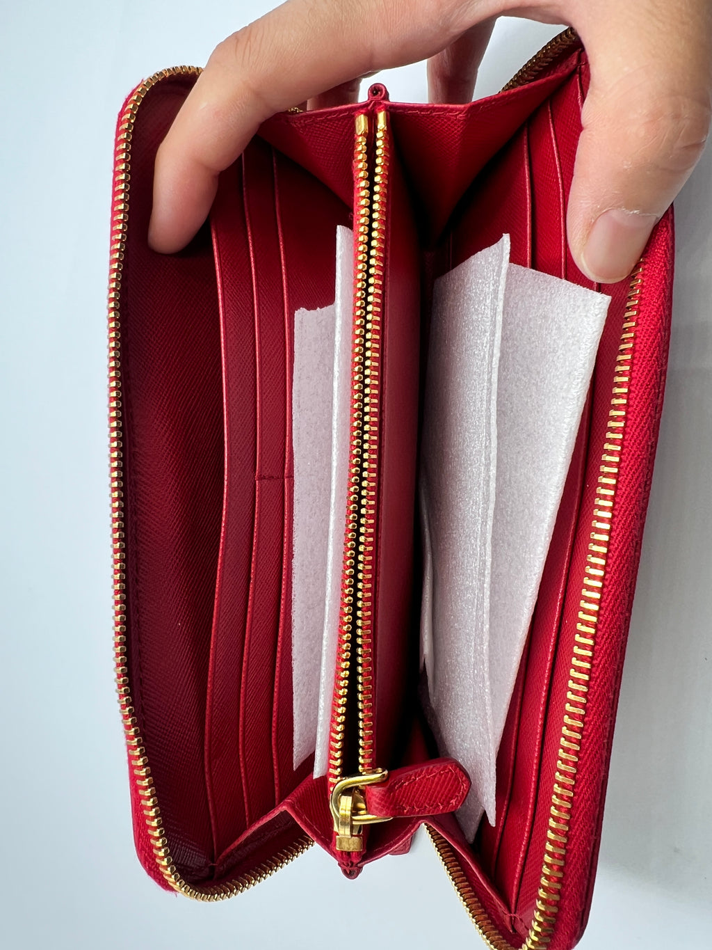 Prada Saffiano Leather Zip Around Wallet