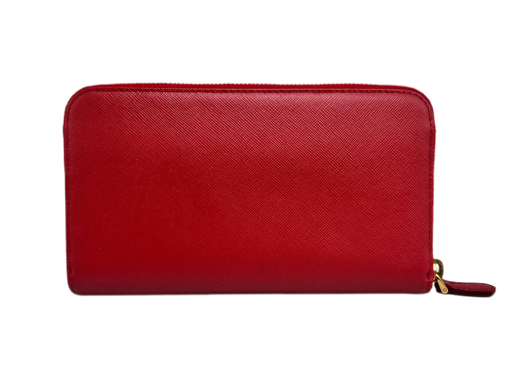 Prada Saffiano Leather Zip Around Wallet