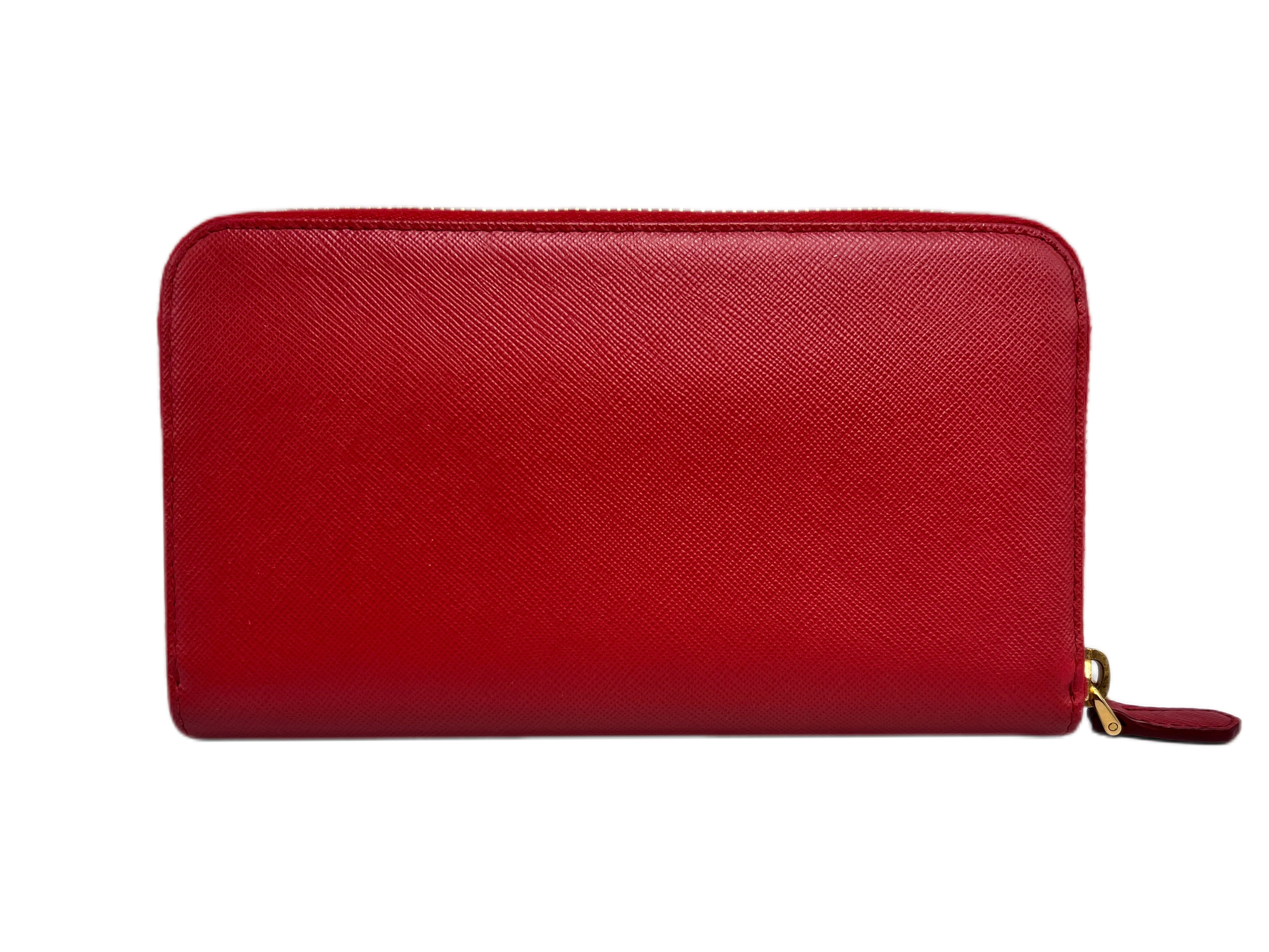 Prada Saffiano Leather Zip Around Wallet