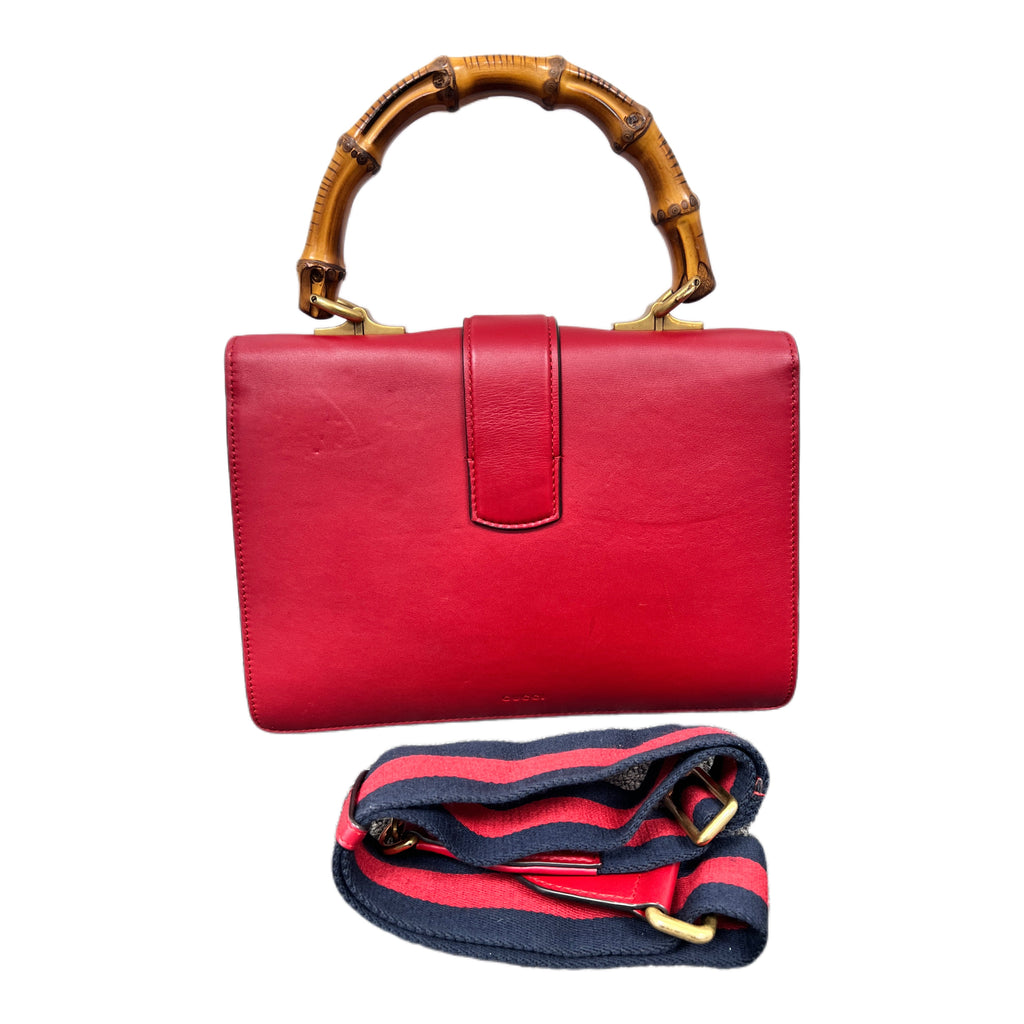 Gucci Dionysus Bamboo Top Handle Bag – Hibiscus Red Leather with Web Strap