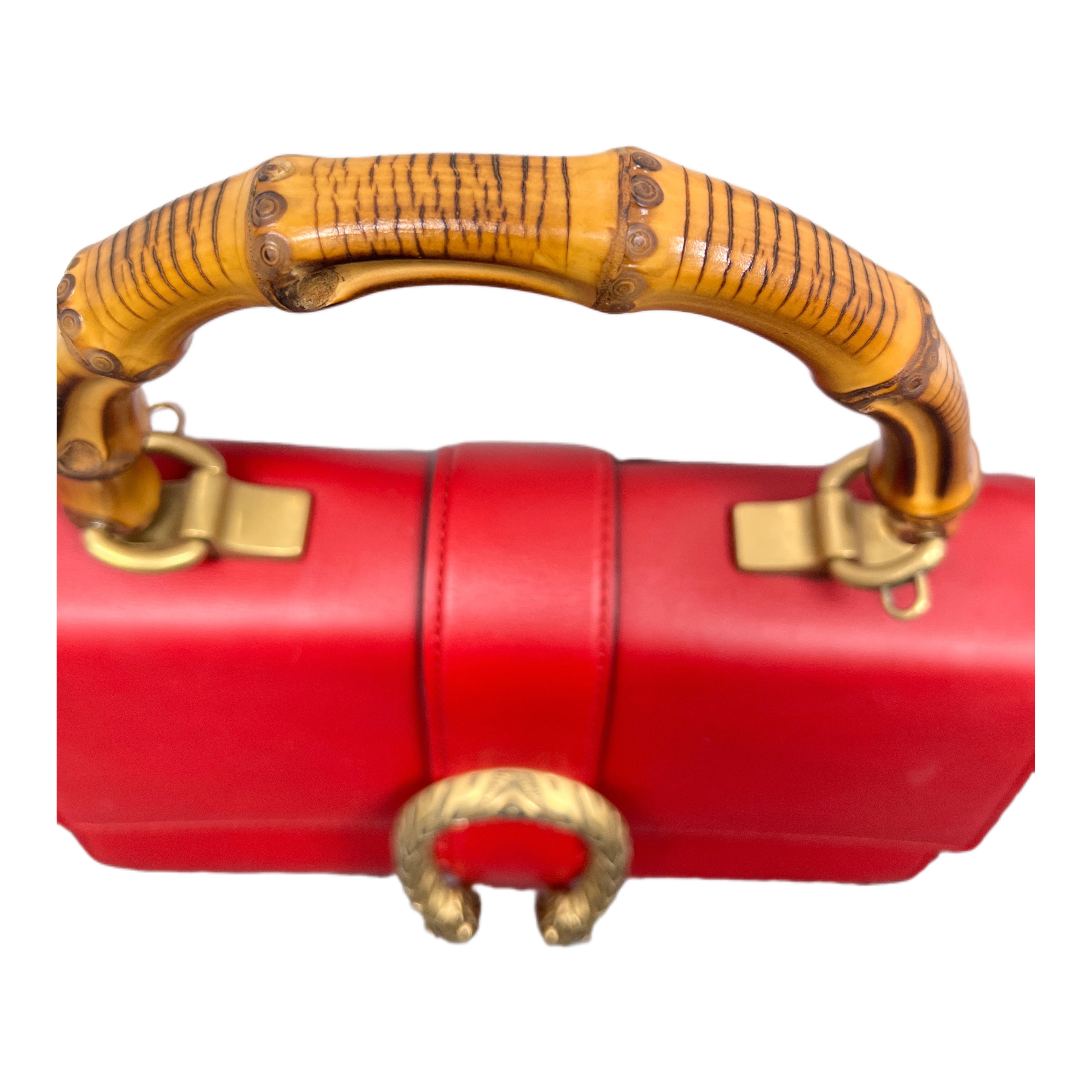 Gucci Dionysus Bamboo Top Handle Bag – Hibiscus Red Leather with Web Strap