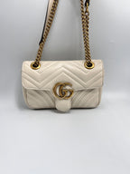 Gucci GG Marmont Matelassé Small Shoulder Bag in White Leather (22cm)