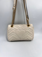 Gucci GG Marmont Matelassé Small Shoulder Bag in White Leather (22cm)