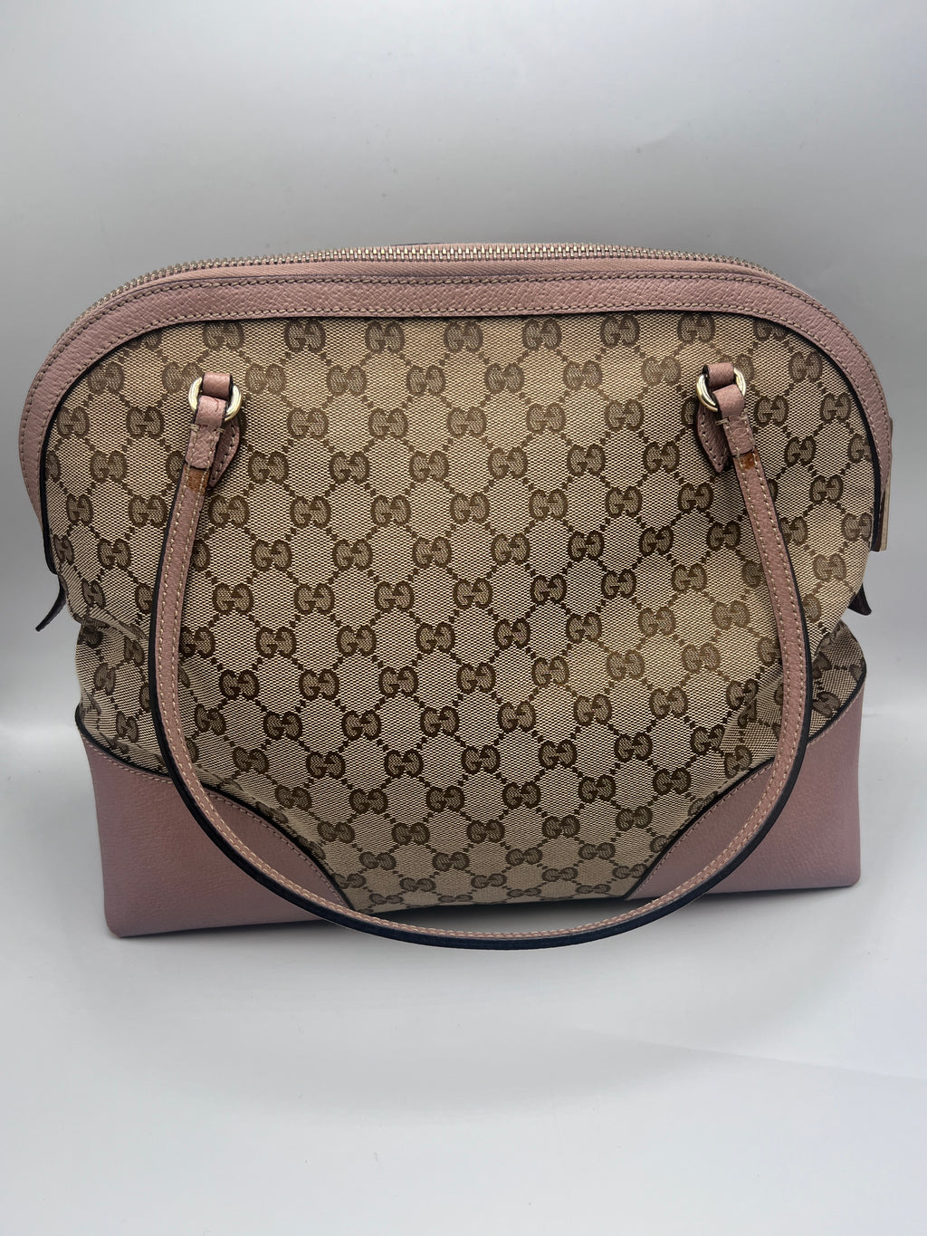 Gucci GG Supreme Canvas Saleya Large Tote Bag in Beige and Pink Leather | Designer Resale