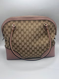 Gucci GG Supreme Canvas Saleya Large Tote Bag in Beige and Pink Leather | Designer Resale