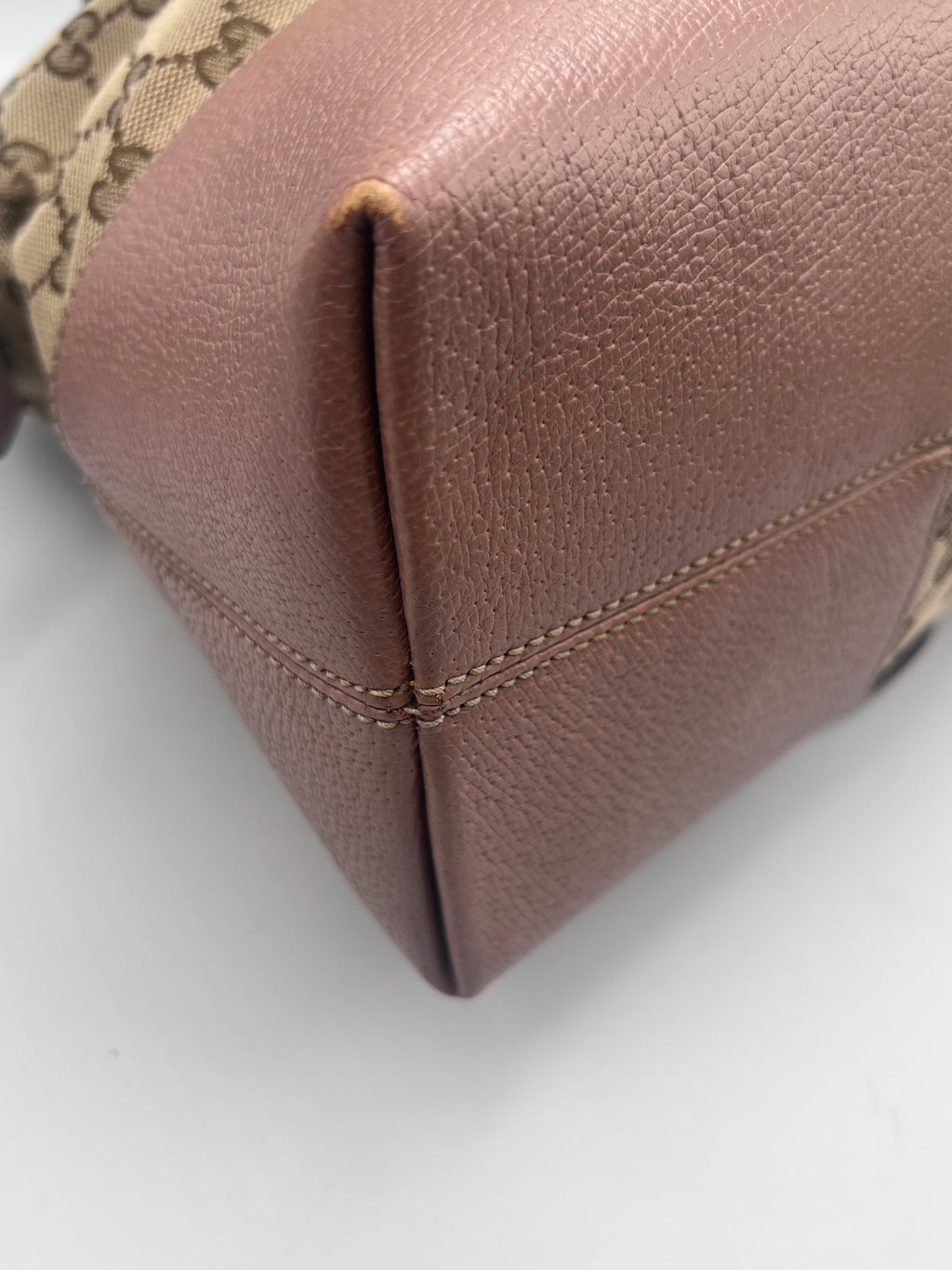 Gucci GG Supreme Canvas Saleya Large Tote Bag in Beige and Pink Leather | Designer Resale