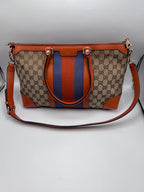 Gucci GG Canvas Web Stripe Medium Tote Bag