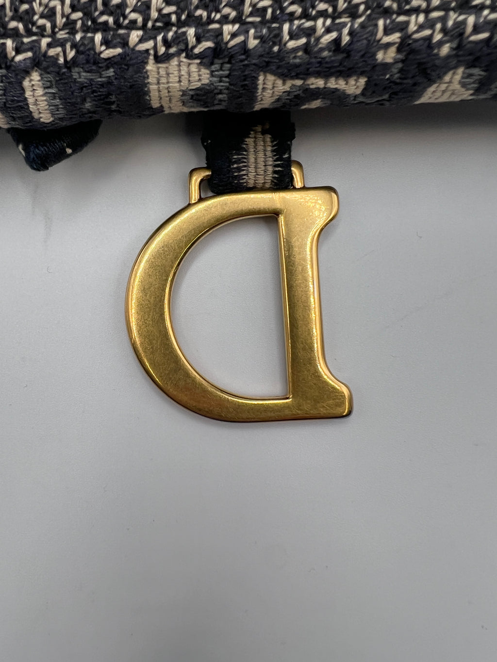 Christian Dior Blue Oblique Jacquard Saddle Wallet On Chain WOC